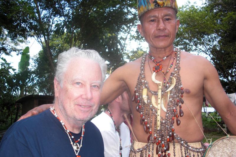 John Alexander with Shaman Don Luis at the headwaters of the Amazon, Ecuador, 2009.