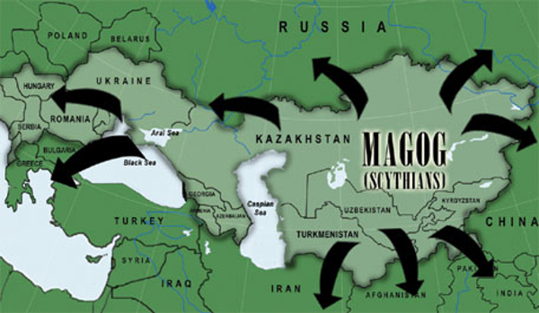 Map of ancient Europe indicating the incursions of the Magog. Map of ancient Europe indicating the incursions of the Magog.